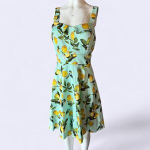 Chetta B Vintage Retro Sundress with Lemon Floral Pattern, size 12!